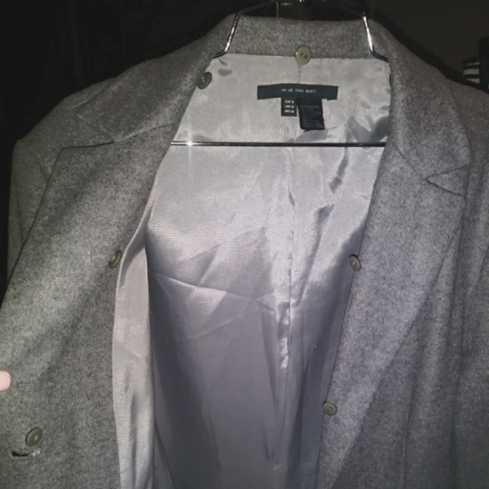 Zara Basic Grey Wool Long Coat - image 3